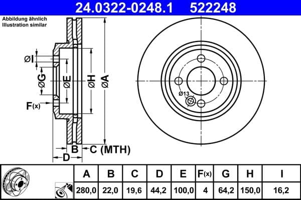 Disc frana ATE PowerDisc 24.0322-0248.1