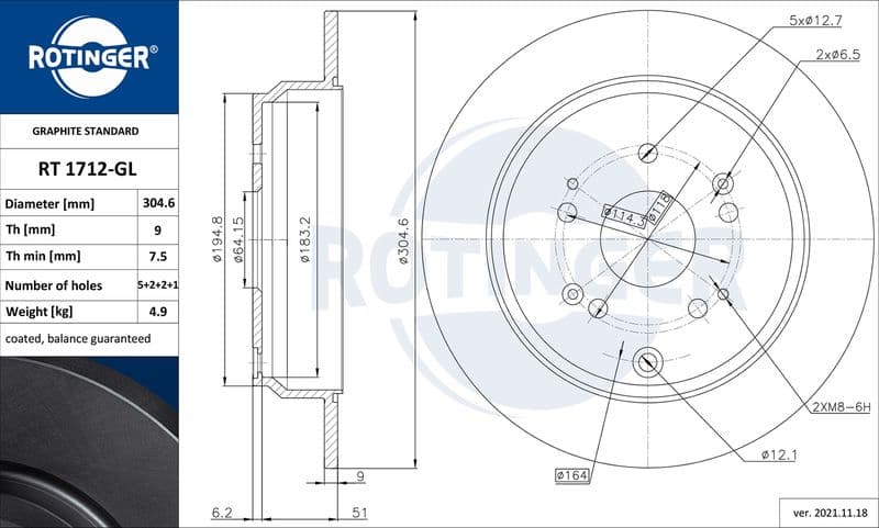 Disc frana ROTINGER GRAPHITE LINE RT 1712-GL