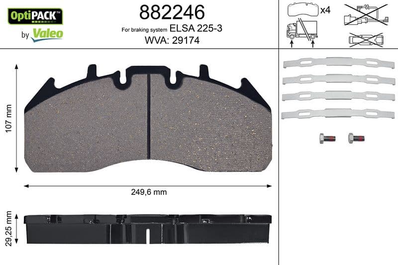 set placute frana,frana disc VALEO OPTIPACK 882246
