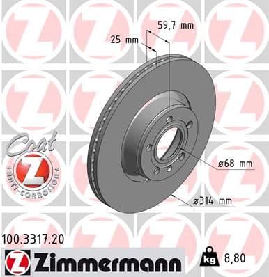 Disc frana ZIMMERMANN COAT Z 100.3317.20
