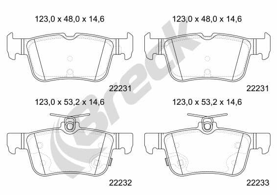 set placute frana,frana disc BRECK 22231 00 702 10