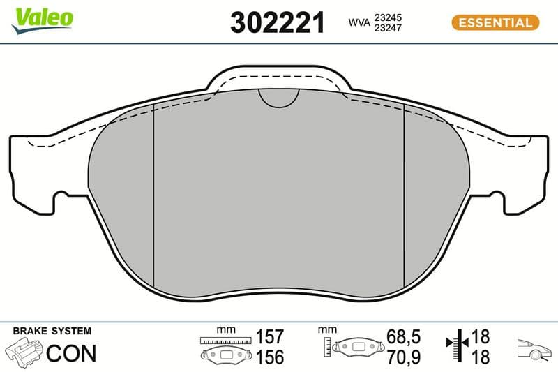set placute frana,frana disc VALEO ESSENTIAL 302221