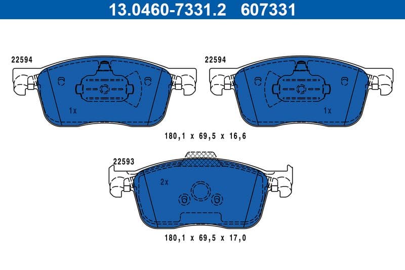 set placute frana,frana disc ATE 13.0460-7331.2