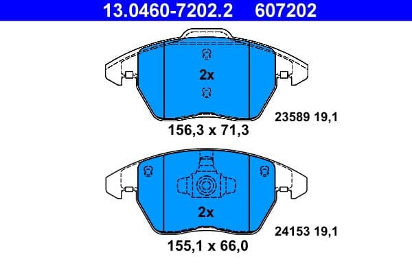 set placute frana,frana disc ATE 13.0460-7202.2