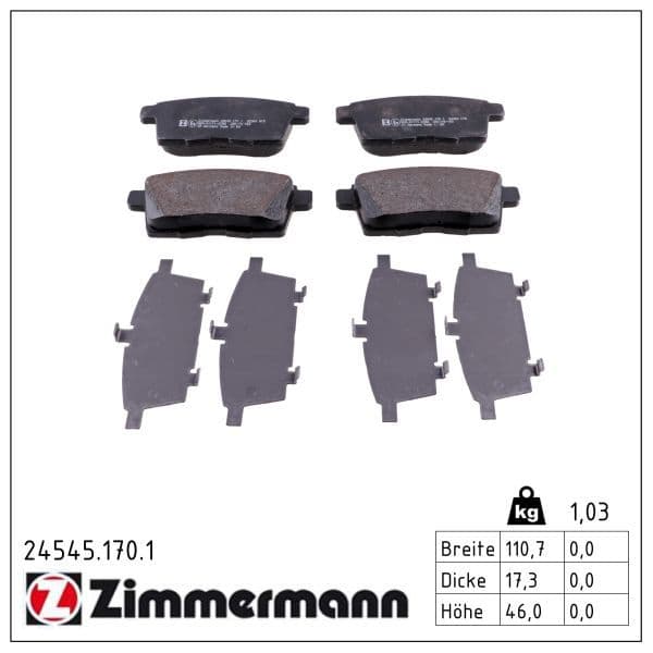 set placute frana,frana disc ZIMMERMANN 24545.170.1