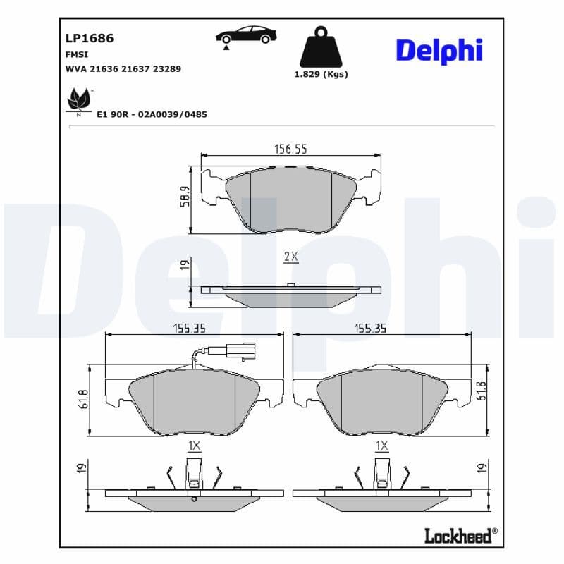 set placute frana,frana disc DELPHI LP1686