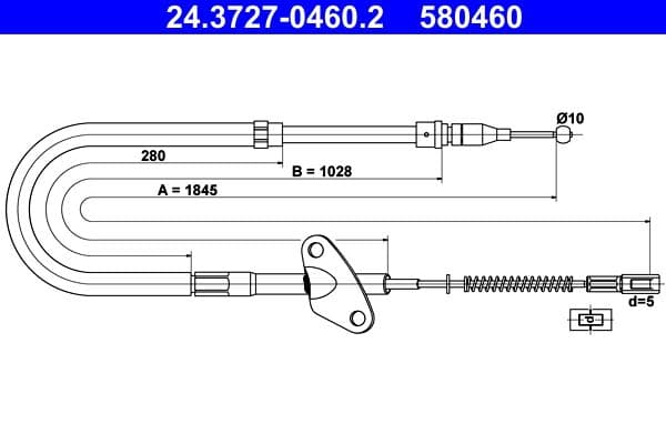 Cablu, frana de parcare ATE 24.3727-0460.2