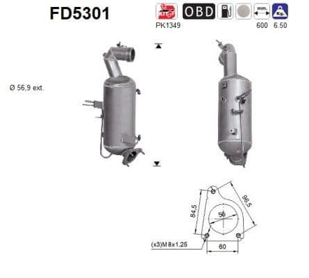 Filtru funingine/particule, sist.de esapament AS-PL FD5301