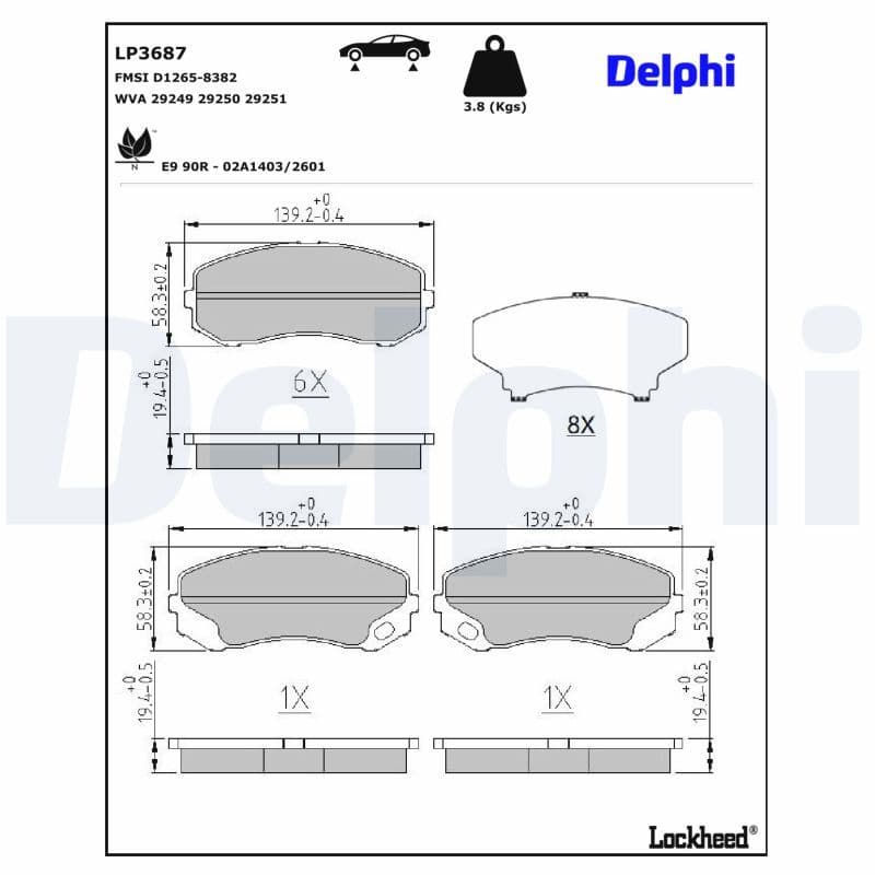 set placute frana,frana disc DELPHI LP3687