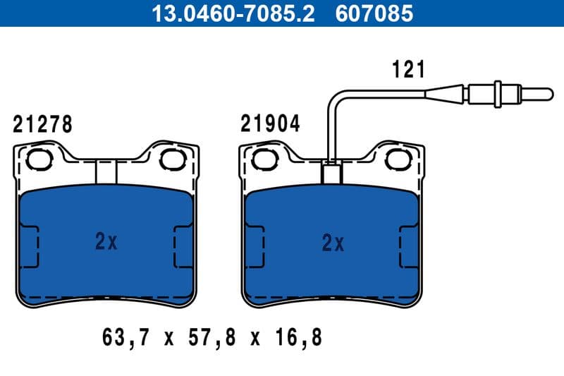 set placute frana,frana disc ATE 13.0460-7085.2