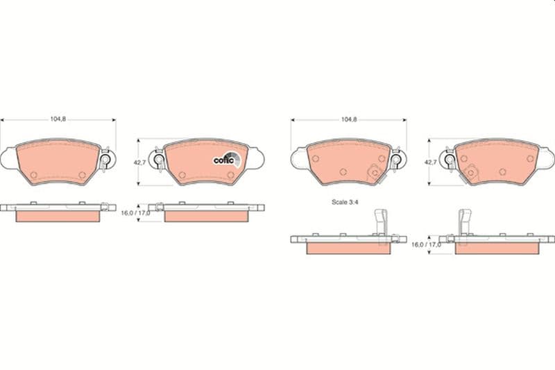 set placute frana,frana disc TRW COTEC GDB1352