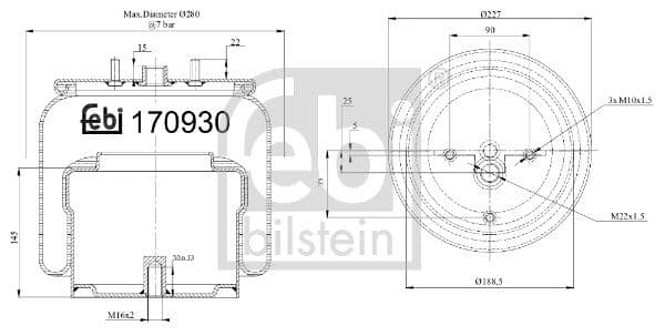Burduf, suspensie pneumatica FEBI BILSTEIN 170930