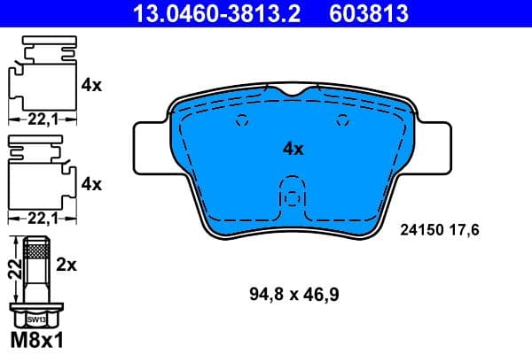 set placute frana,frana disc ATE 13.0460-3813.2