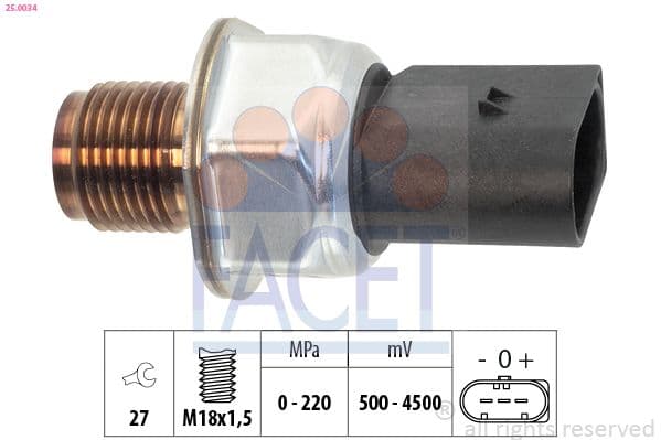 Senzor, presiune combustibil FACET OE Equivalent 25.0034
