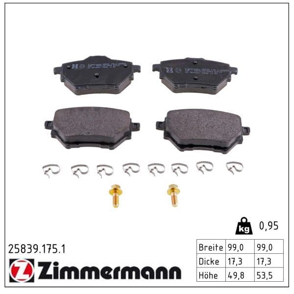 set placute frana,frana disc ZIMMERMANN 25839.175.1