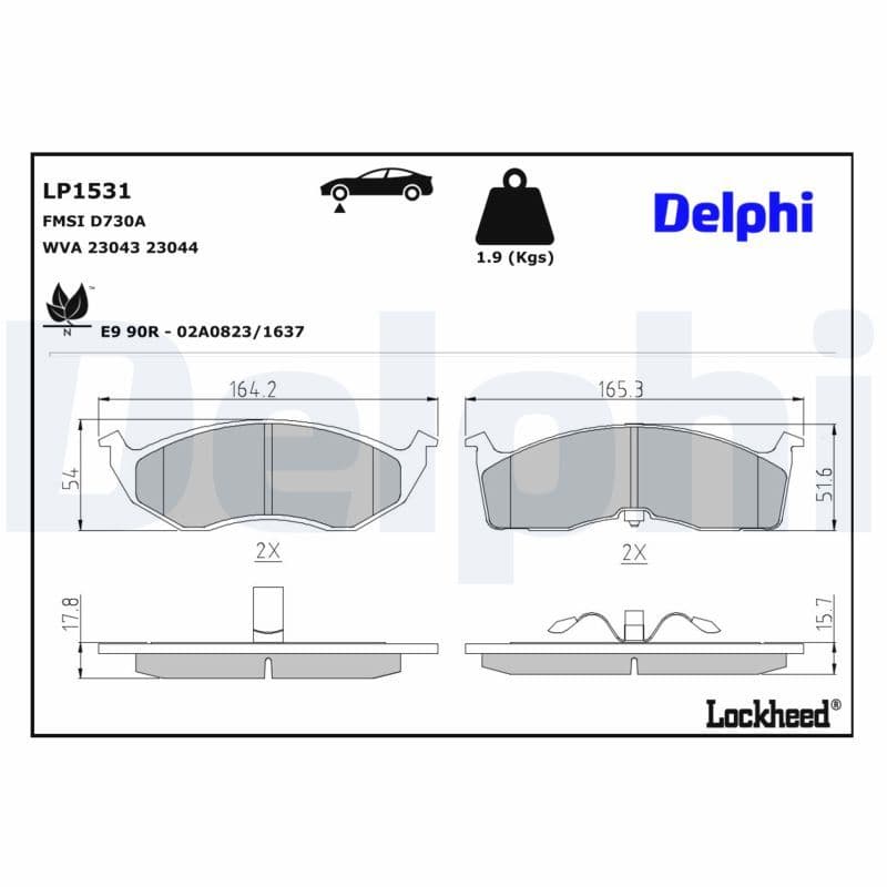 set placute frana,frana disc DELPHI LP1531