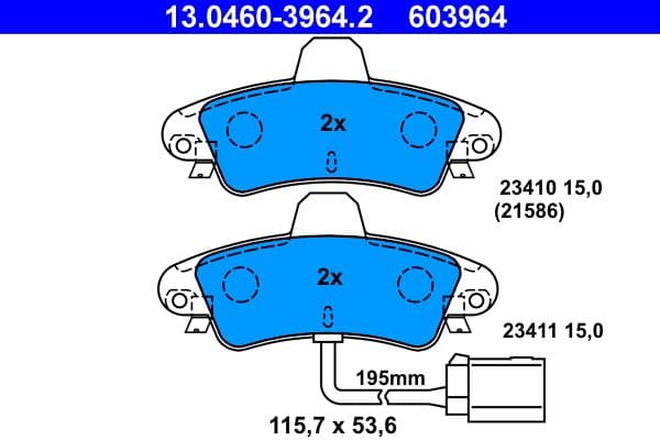 set placute frana,frana disc ATE 13.0460-3964.2
