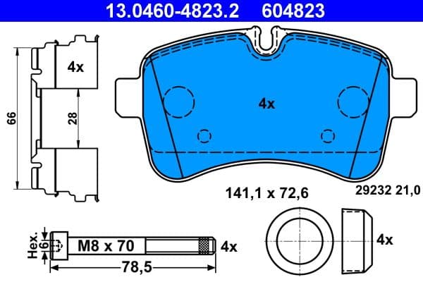 set placute frana,frana disc ATE 13.0460-4823.2