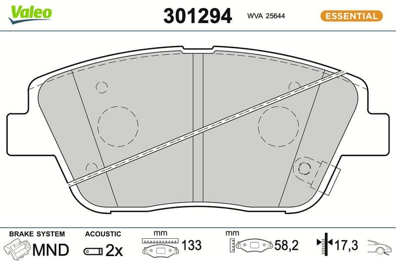set placute frana,frana disc VALEO ESSENTIAL 301294