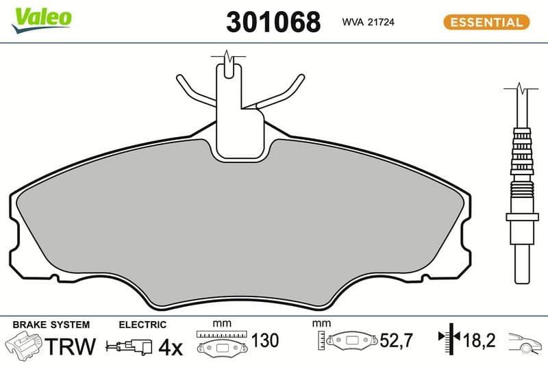 set placute frana,frana disc VALEO ESSENTIAL 301068