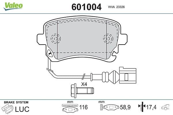 set placute frana,frana disc VALEO 601004