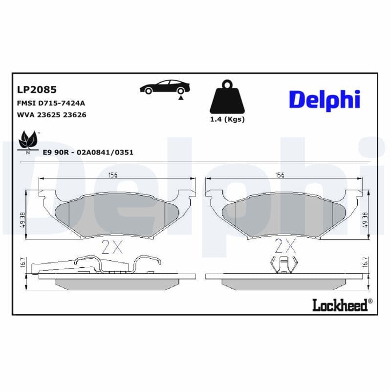 set placute frana,frana disc DELPHI LP2085