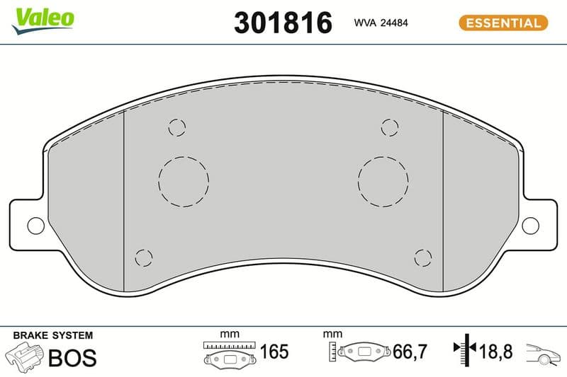 set placute frana,frana disc VALEO ESSENTIAL 301816