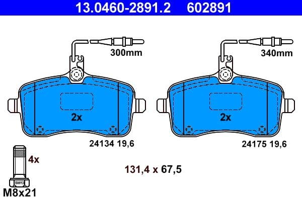 set placute frana,frana disc ATE 13.0460-2891.2
