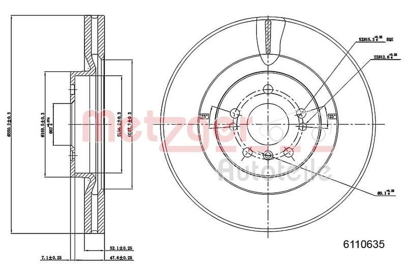 Disc frana METZGER AUTOTEILE 6110635
