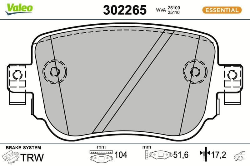 set placute frana,frana disc VALEO ESSENTIAL 302265