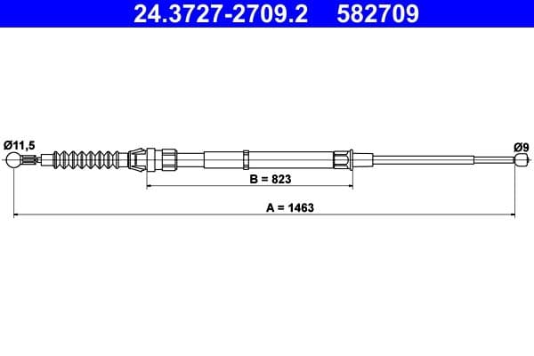 Cablu, frana de parcare ATE 24.3727-2709.2