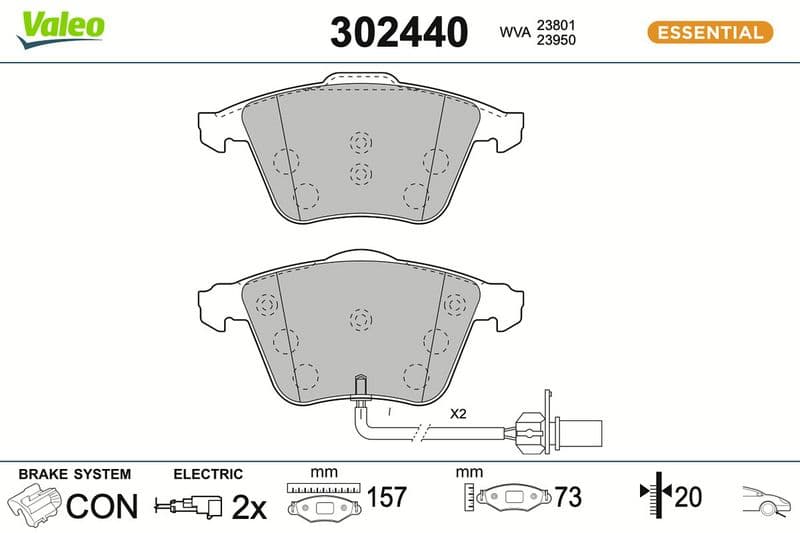 set placute frana,frana disc VALEO ESSENTIAL 302440