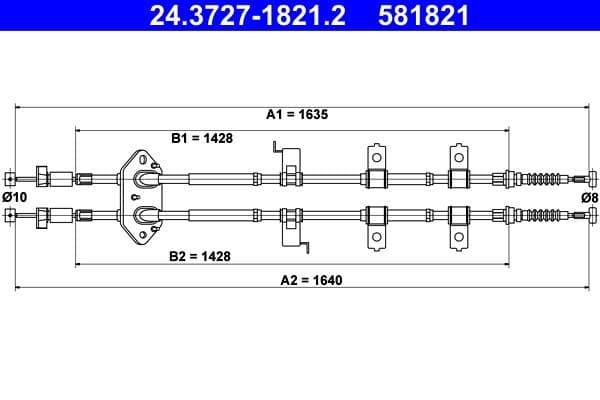Cablu, frana de parcare ATE 24.3727-1821.2