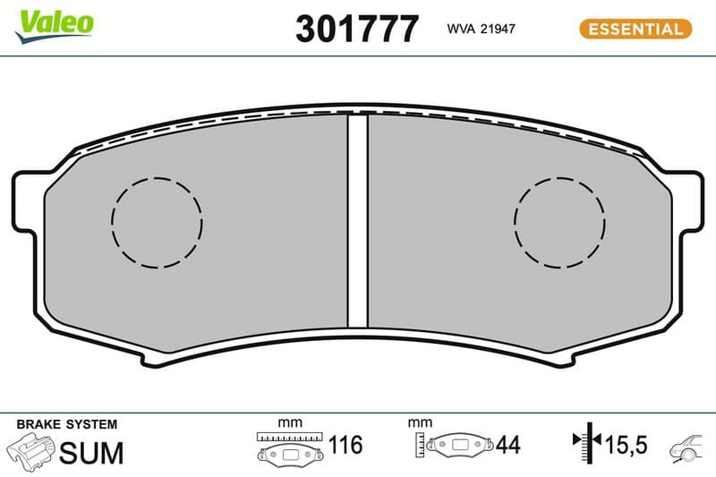 set placute frana,frana disc VALEO ESSENTIAL 301777