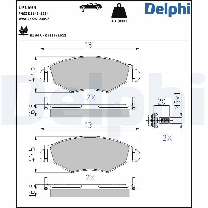 set placute frana,frana disc DELPHI LP1699