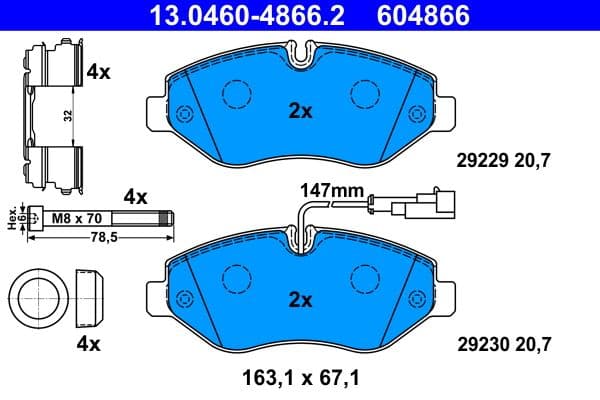 set placute frana,frana disc ATE 13.0460-4866.2