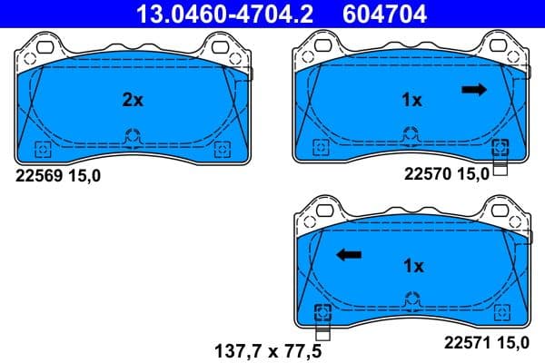 set placute frana,frana disc ATE 13.0460-4704.2