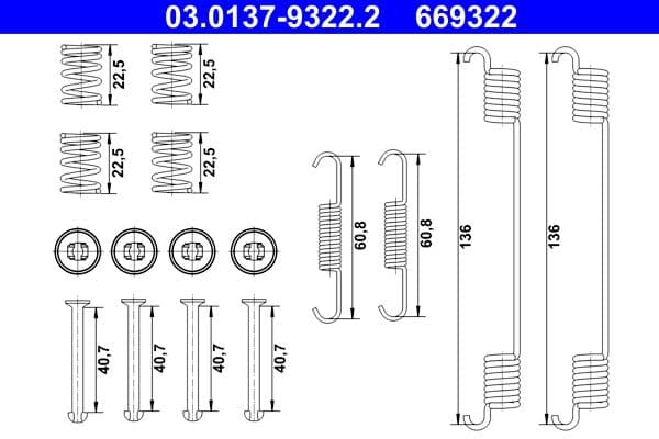 Set accesorii, sabot de frana ATE 03.0137-9322.2