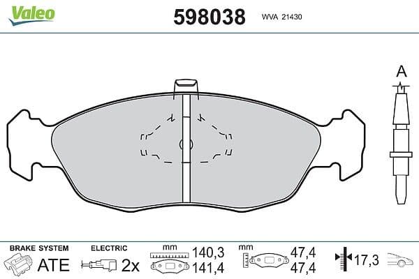 set placute frana,frana disc VALEO 598038