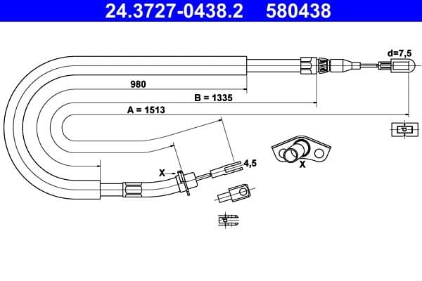 Cablu, frana de parcare ATE 24.3727-0438.2
