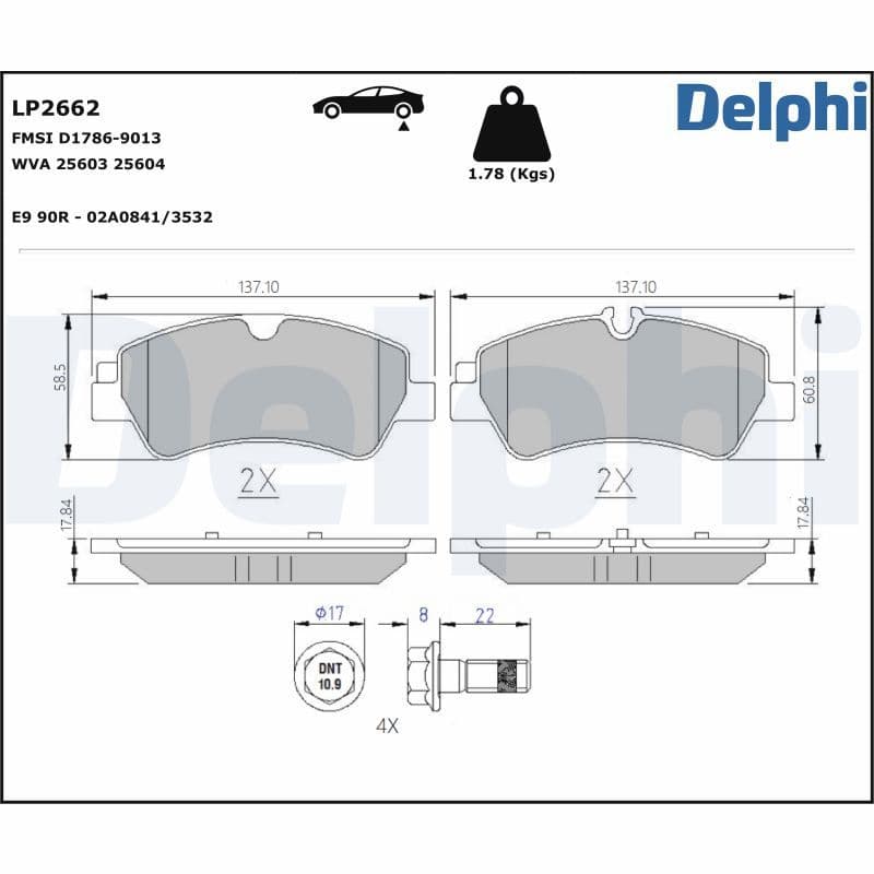 set placute frana,frana disc DELPHI LP2662