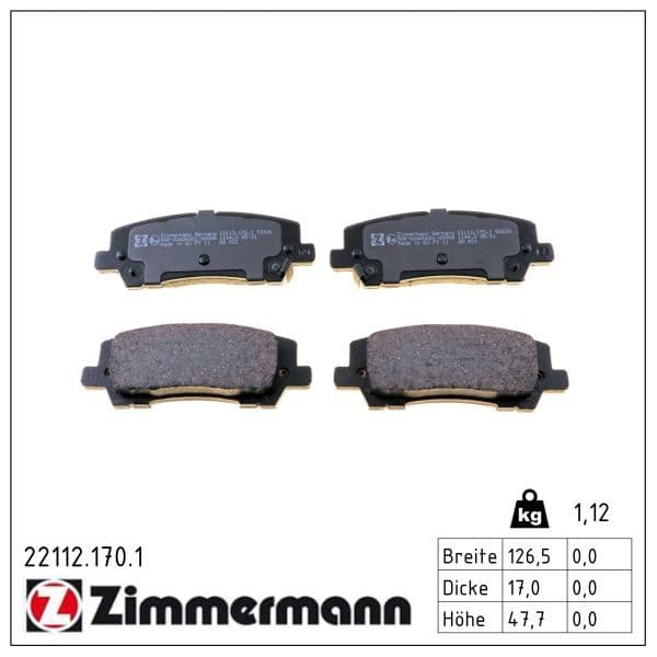 set placute frana,frana disc ZIMMERMANN 22112.170.1