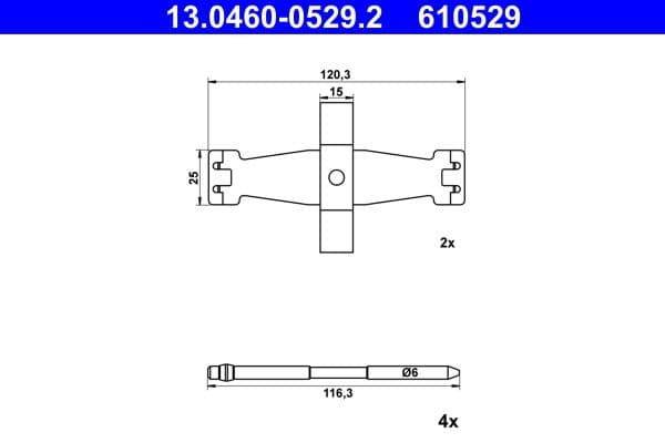 Set accesorii, placute frana ATE 13.0460-0529.2