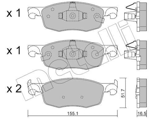 set placute frana,frana disc METELLI 22-1282-0