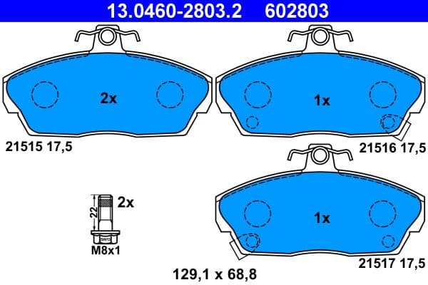set placute frana,frana disc ATE 13.0460-2803.2