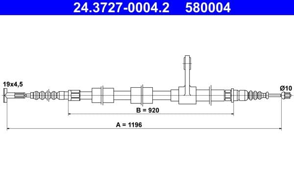 Cablu, frana de parcare ATE 24.3727-0004.2