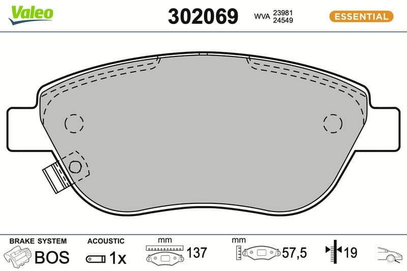 set placute frana,frana disc VALEO ESSENTIAL 302069