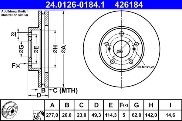 Disc frana ATE 24.0126-0184.1