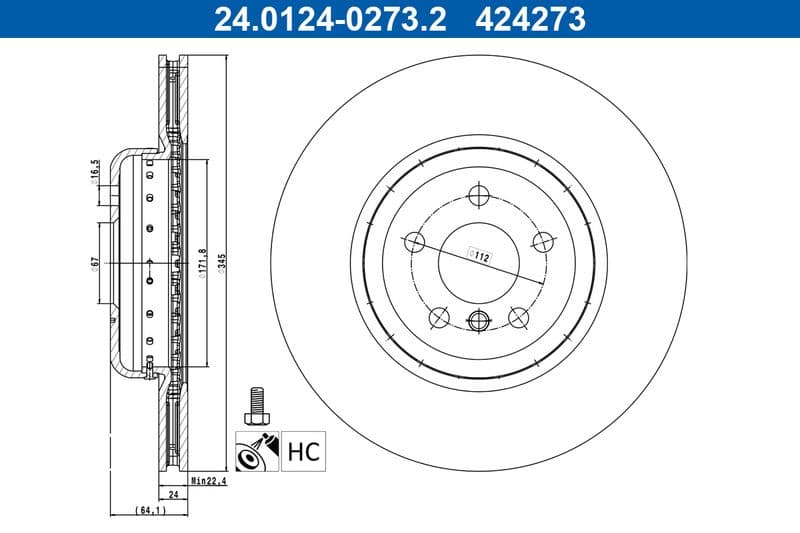 Disc frana ATE 24.0124-0273.2