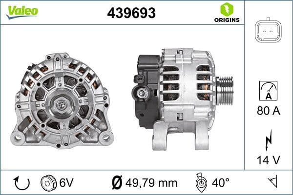 Generator / Alternator VALEO ORIGINS NEW OE TECHNOLOGY 439693